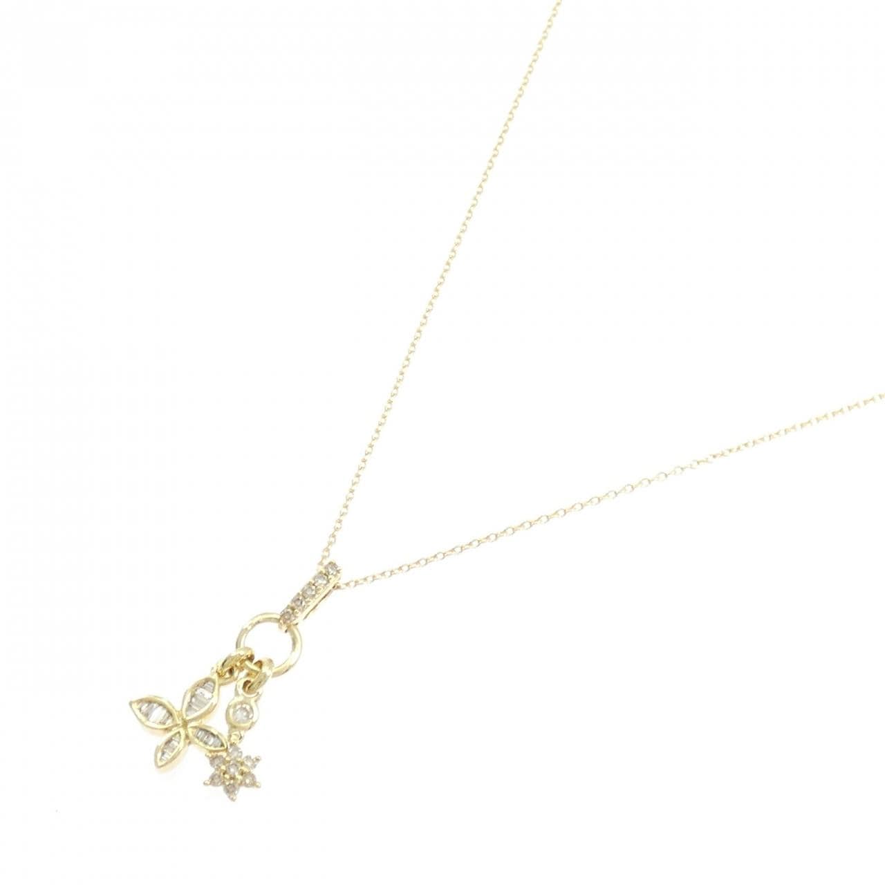 K18YG フラワー ダイヤモンド ネックレス 0.41CT