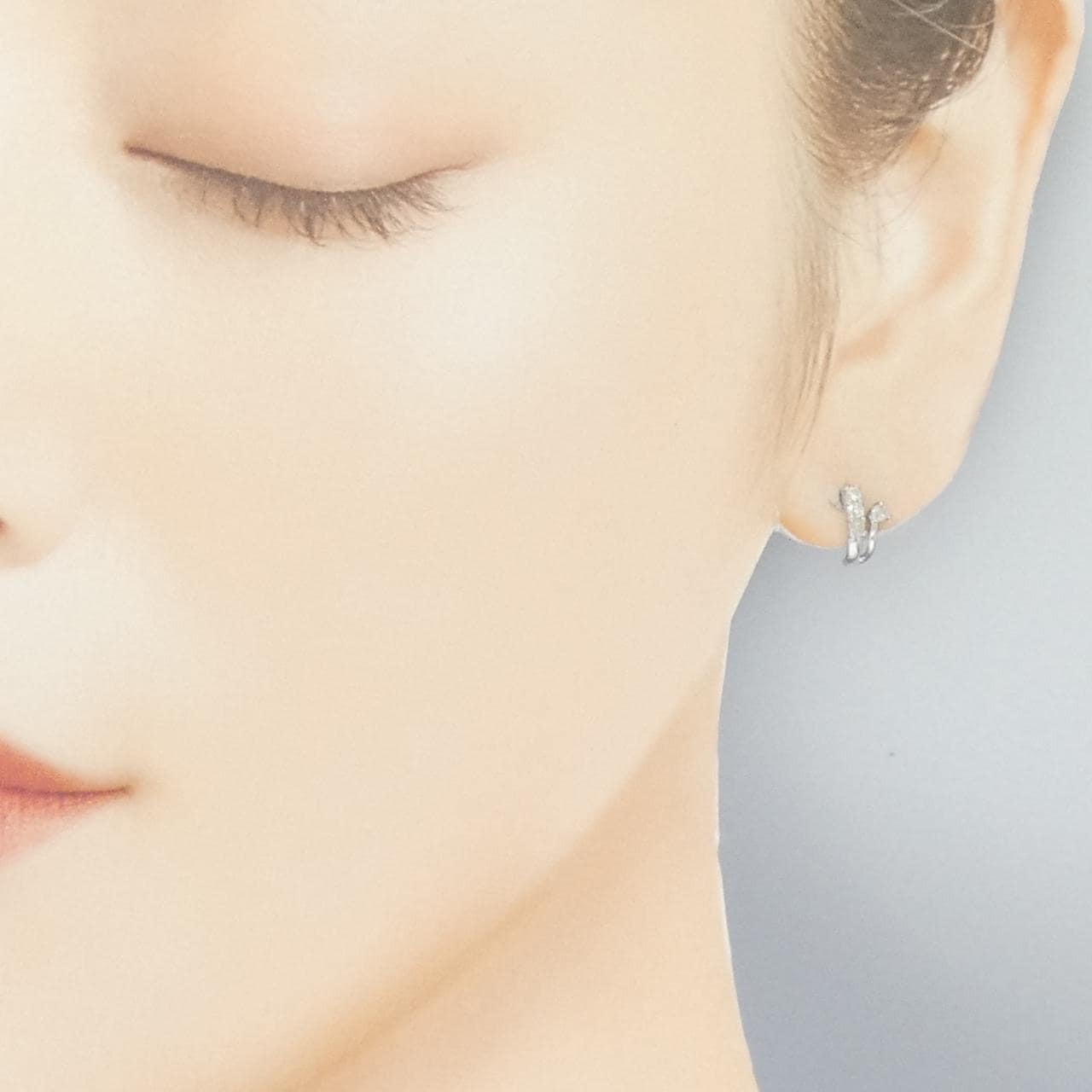 K14WG ダイヤモンド ピアス 0.16CT