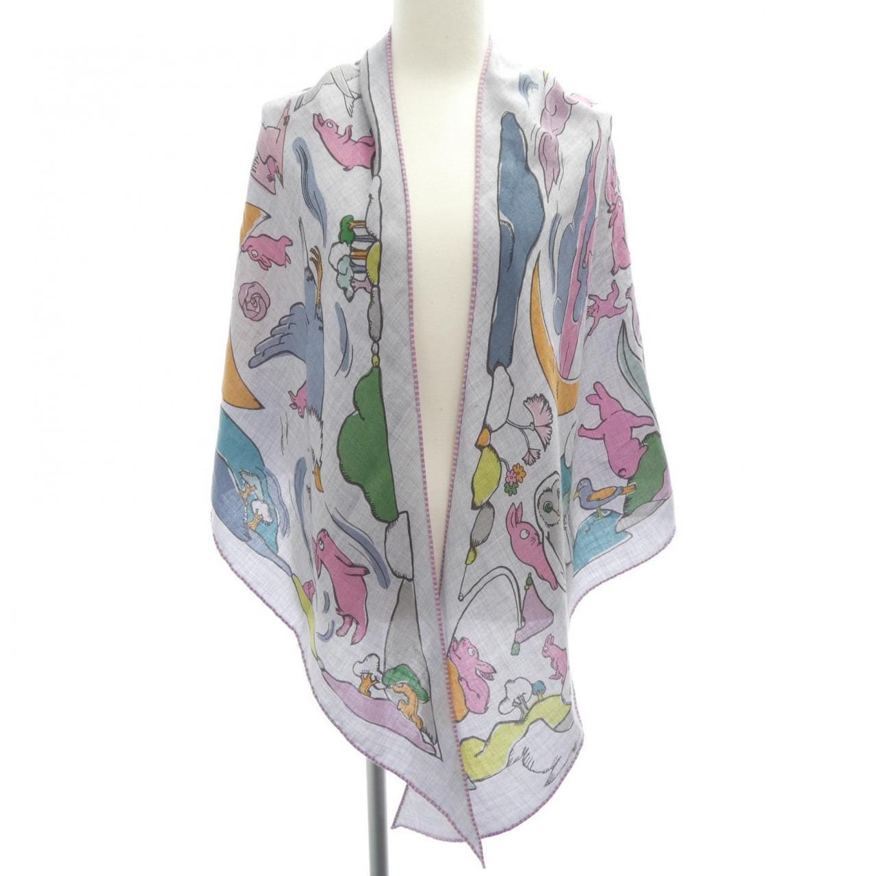 エルメス HERMES 千と一のウサギ H364007S トライアングルジェアン ショール