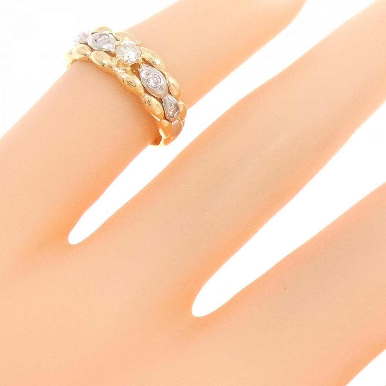 K18YG/PT900 ダイヤモンド ピンキーリング 0.15CT