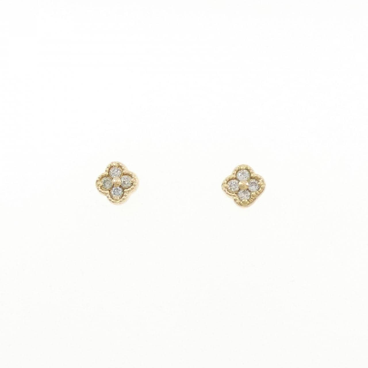 K18YG フラワー ダイヤモンド ピアス 0.10CT
