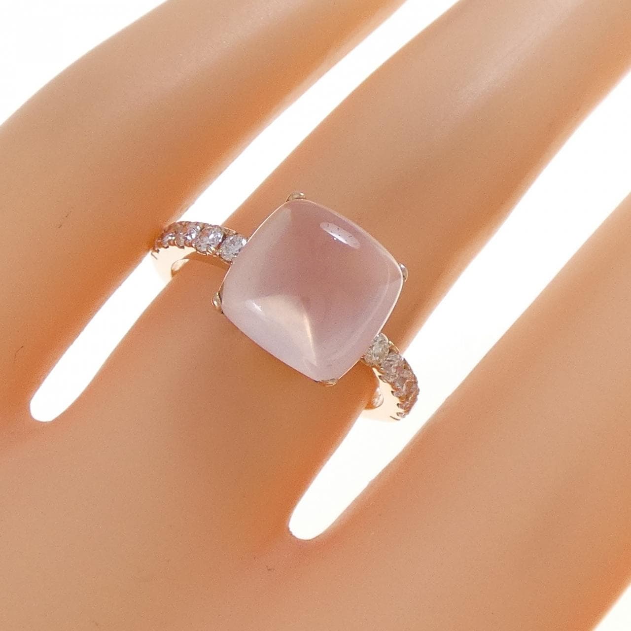 K18PG ローズクオーツ リング 3.56CT