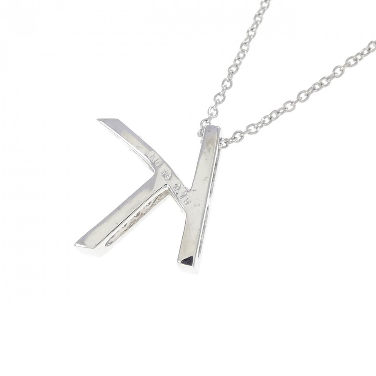 K18WG イニシャルK ダイヤモンド ネックレス 0.15CT