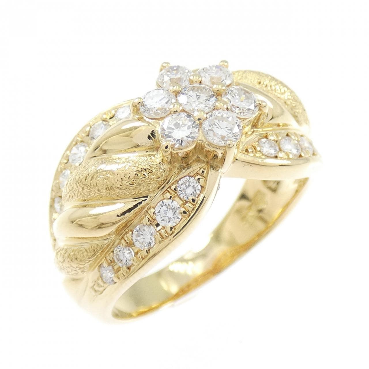 K18YG フラワー ダイヤモンド リング 0.71CT