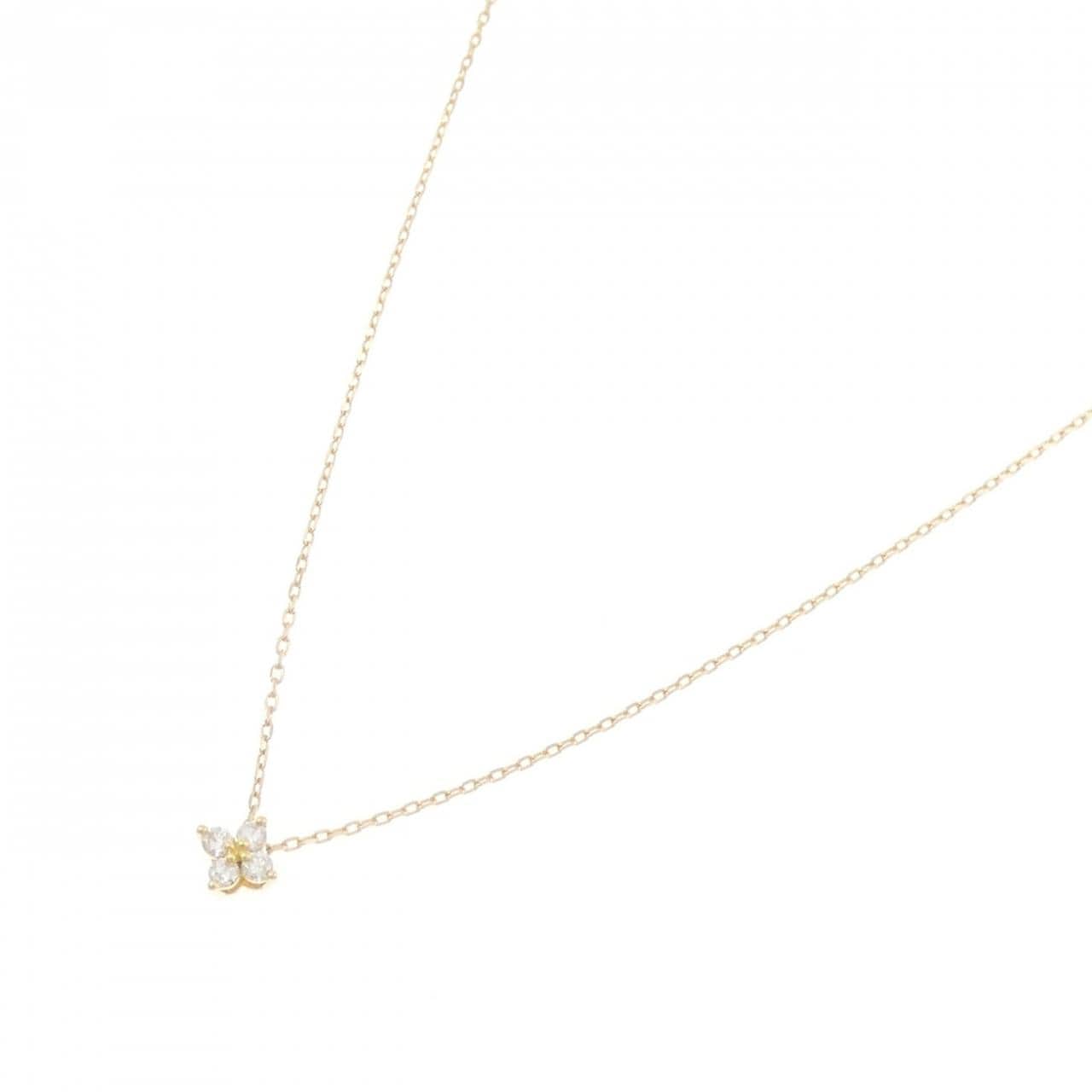K18YG フラワー ダイヤモンド ネックレス 0.04CT