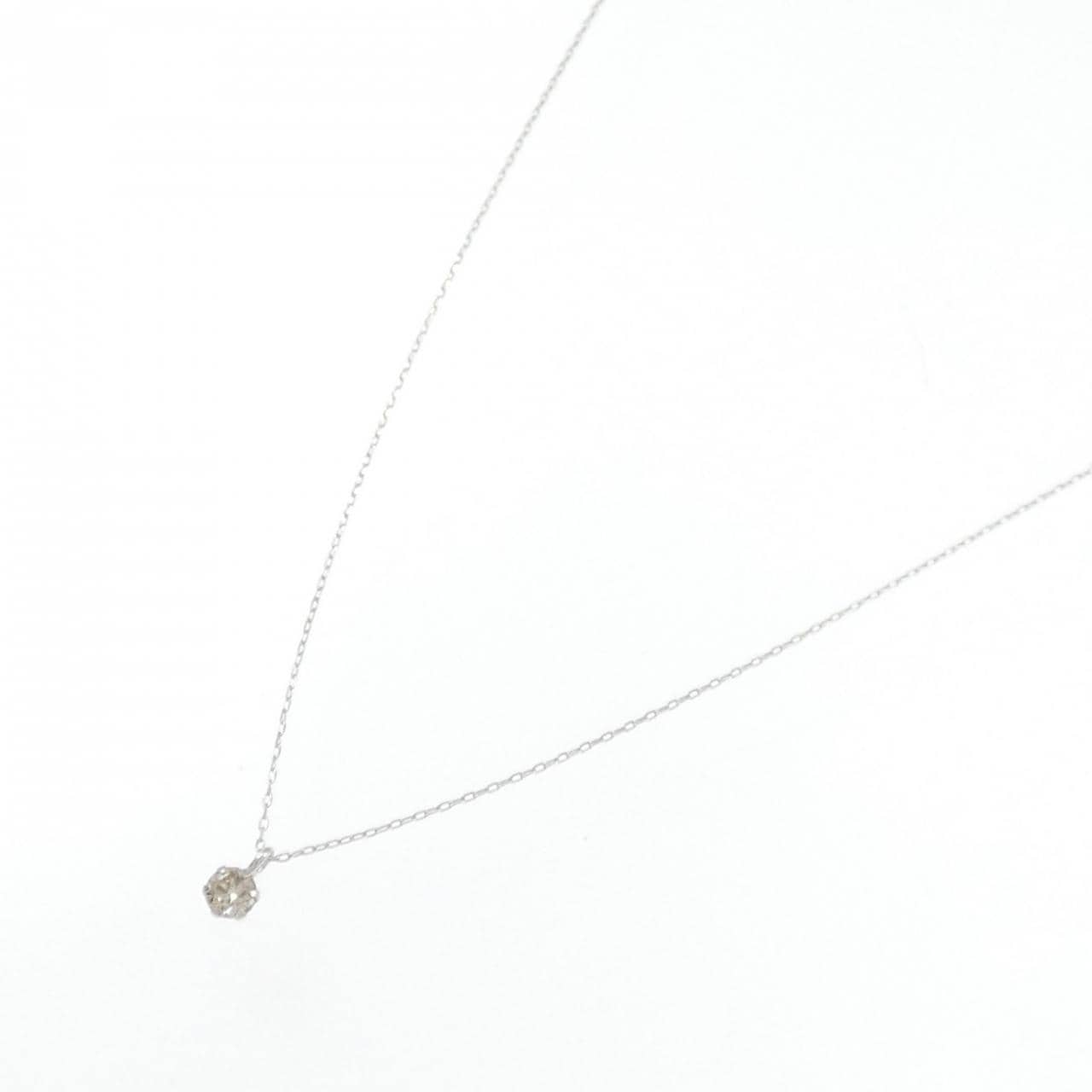 K10WG ソリティア ダイヤモンド ネックレス 0.08CT