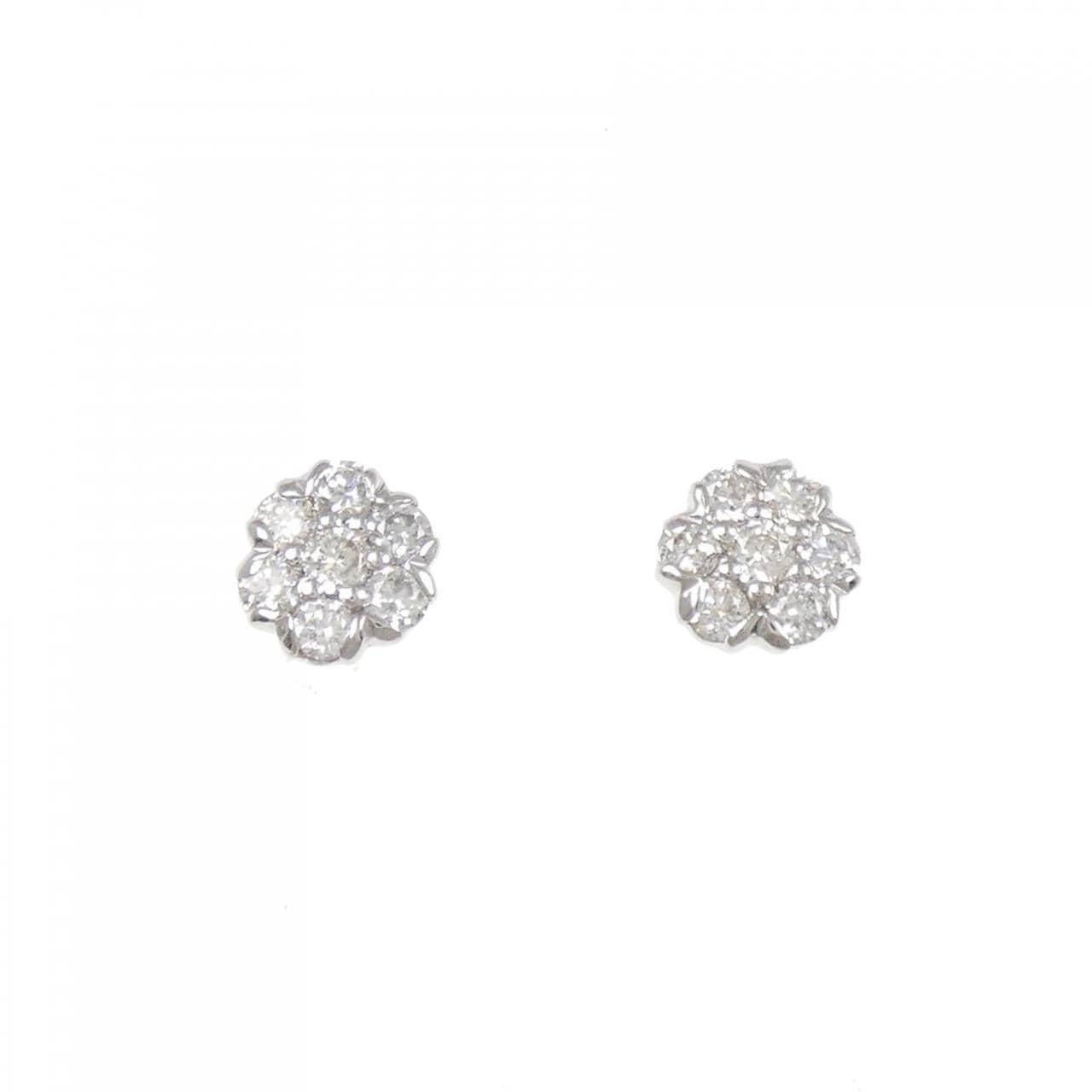 PT900 フラワー ダイヤモンド ピアス 0.50CT