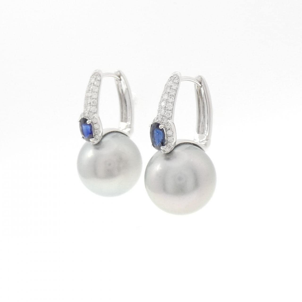 750WG 黒蝶パール ピアス 13.3mm