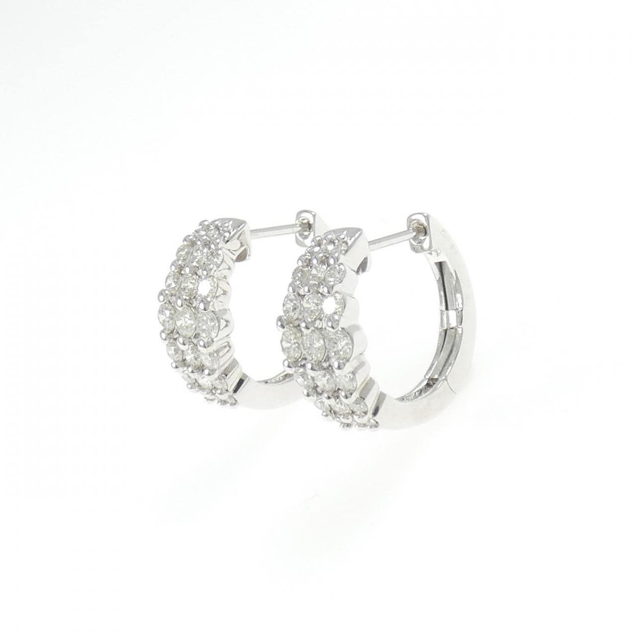 K18WG ダイヤモンド フープ ピアス 1.00CT