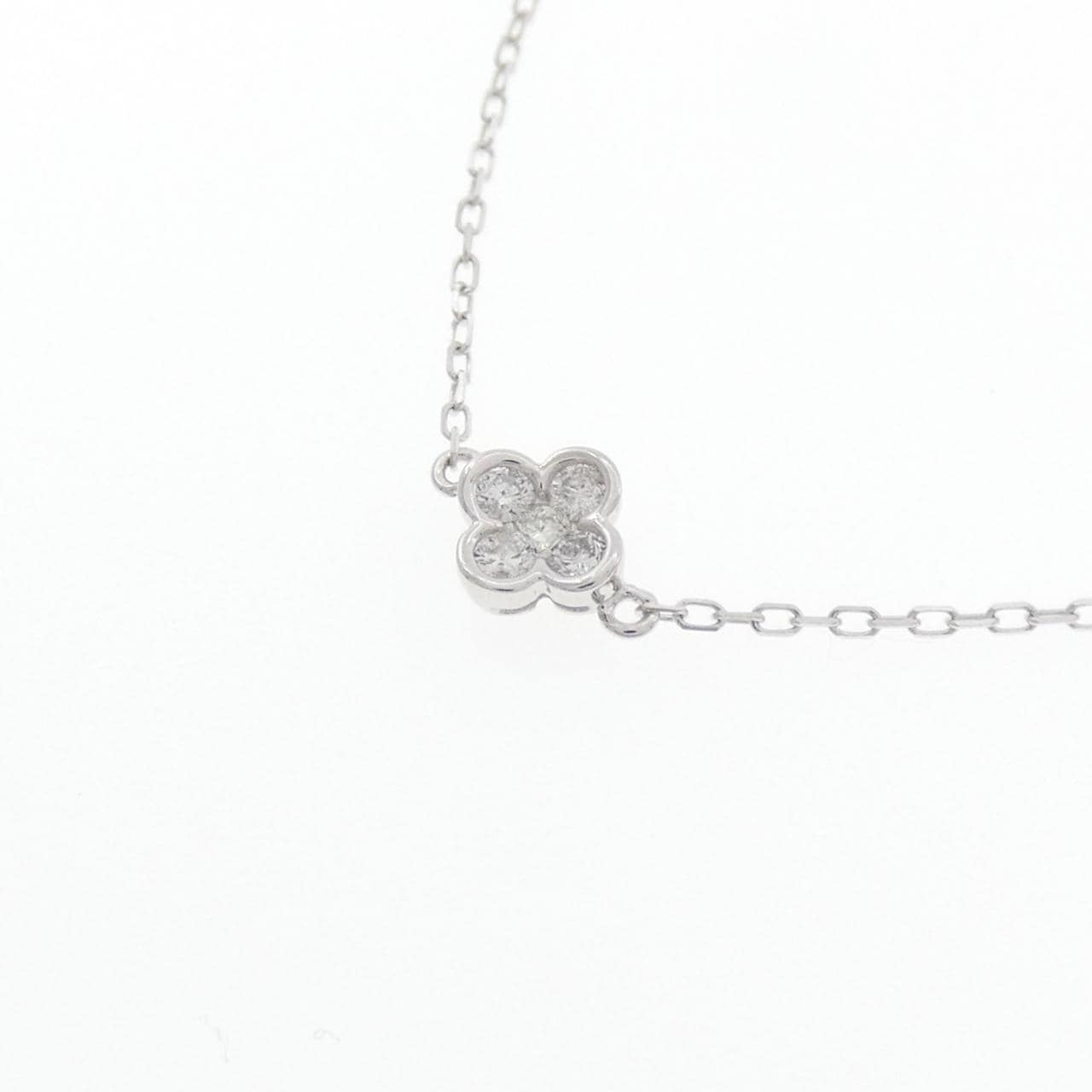 K18WG flower Diamond necklace 0.50CT