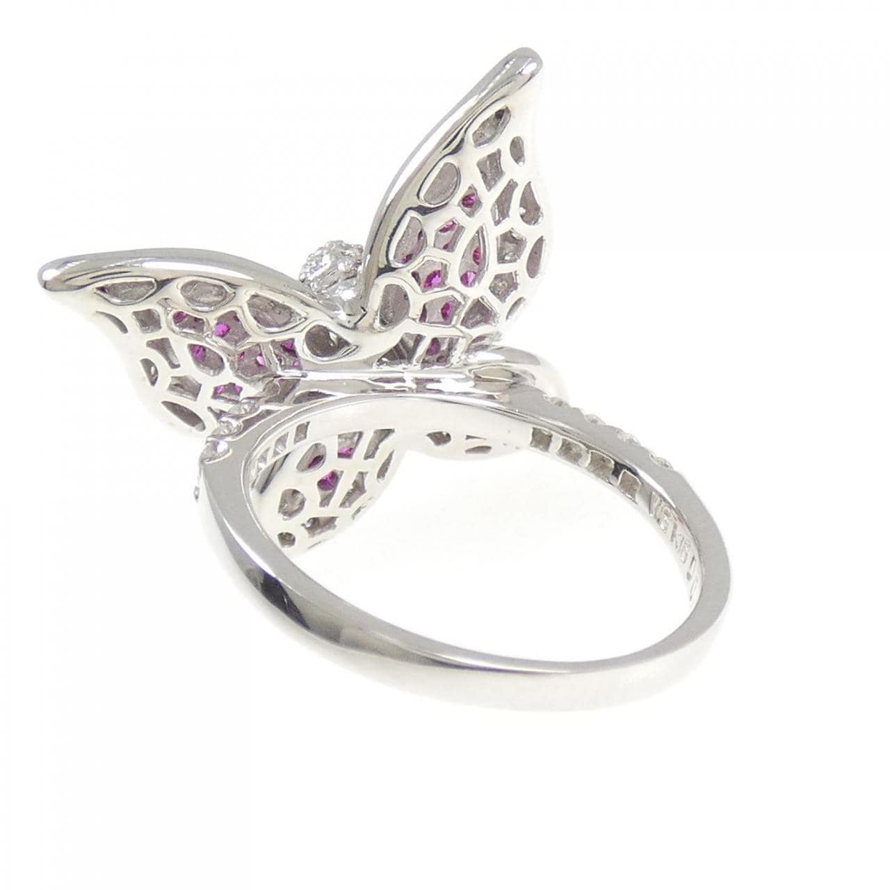 K18WG バタフライ ルビー リング 0.55CT