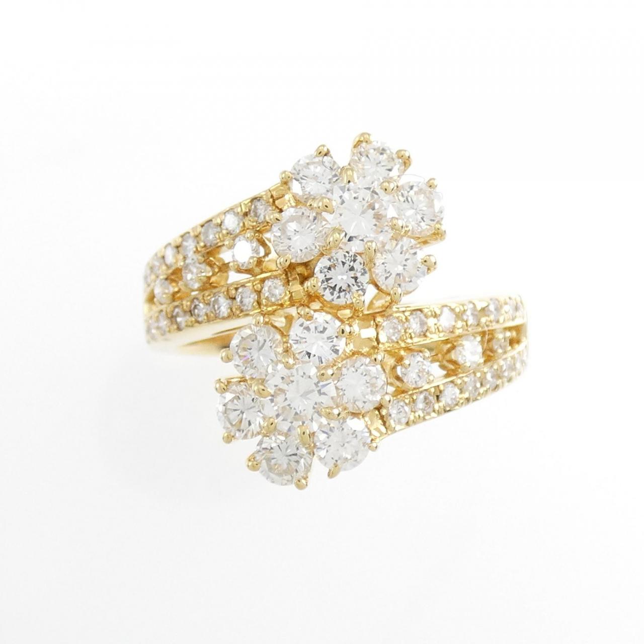 K18YG flower Diamond ring 1.35CT