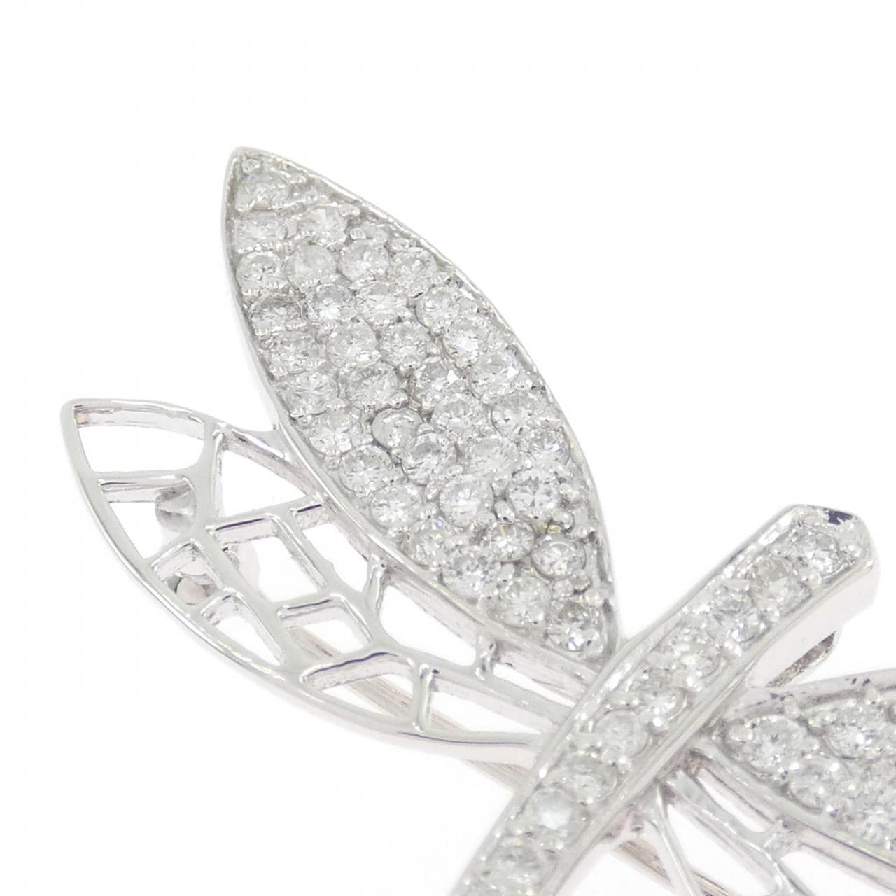 K18WG/K14WG トンボ ダイヤモンド ブローチ 1.00CT