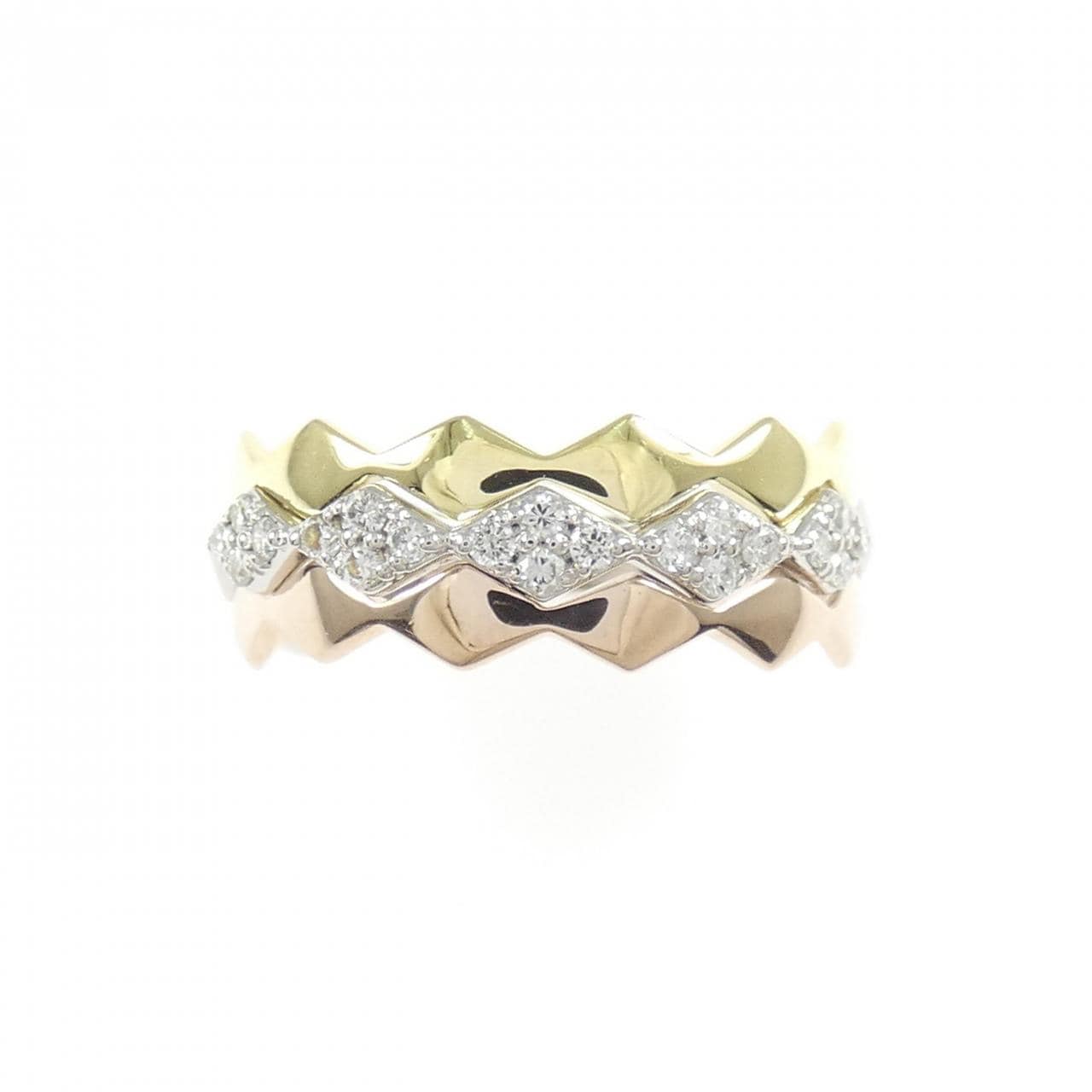 K18YG/PT900/K18PG ダイヤモンド リング 0.16CT