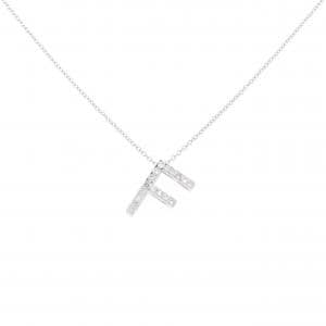 K18WG イニシャルF ダイヤモンド ネックレス 0.09CT
