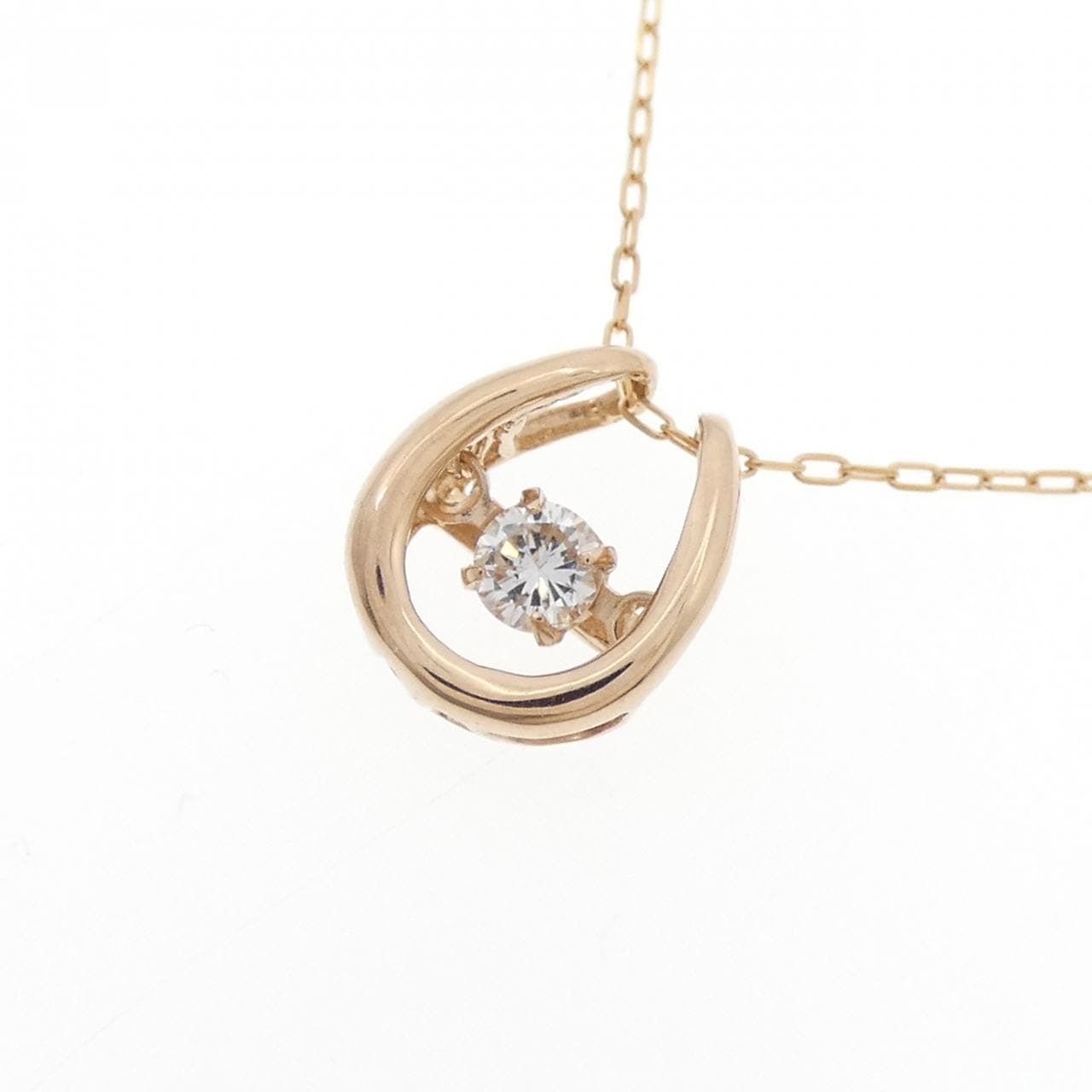 K18PG ホースシュー ダイヤモンド ネックレス 0.08CT