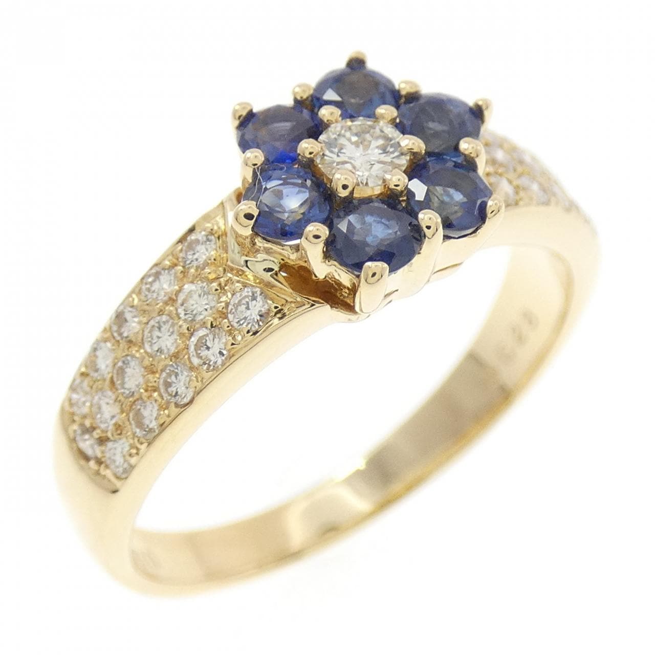 K18YG フラワー サファイヤ リング 0.50CT
