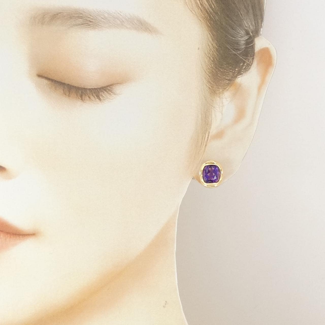 K18YG 合成アメジスト ピアス