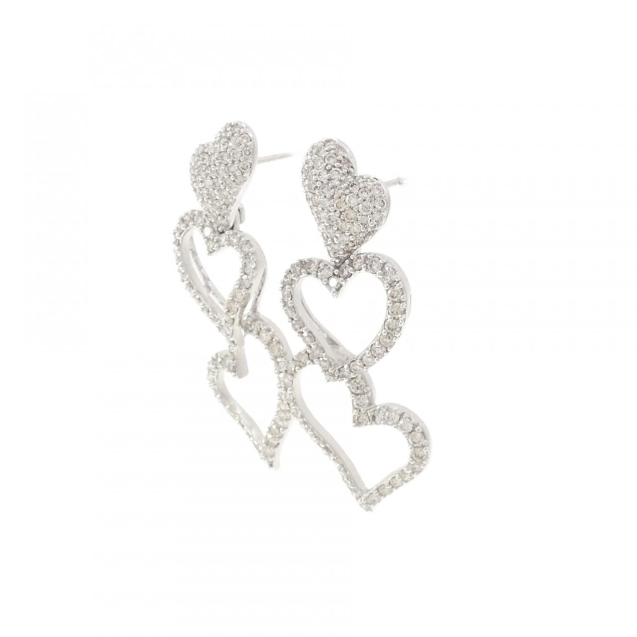 K18WG ハート ダイヤモンド ピアス 2.42CT