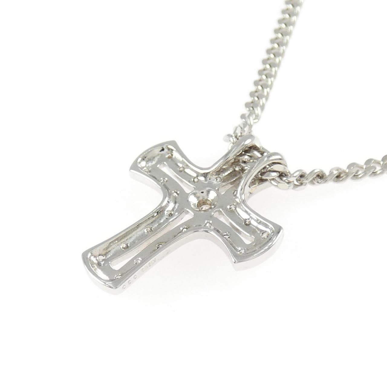 K18WG クロス ダイヤモンド ネックレス 0.30CT