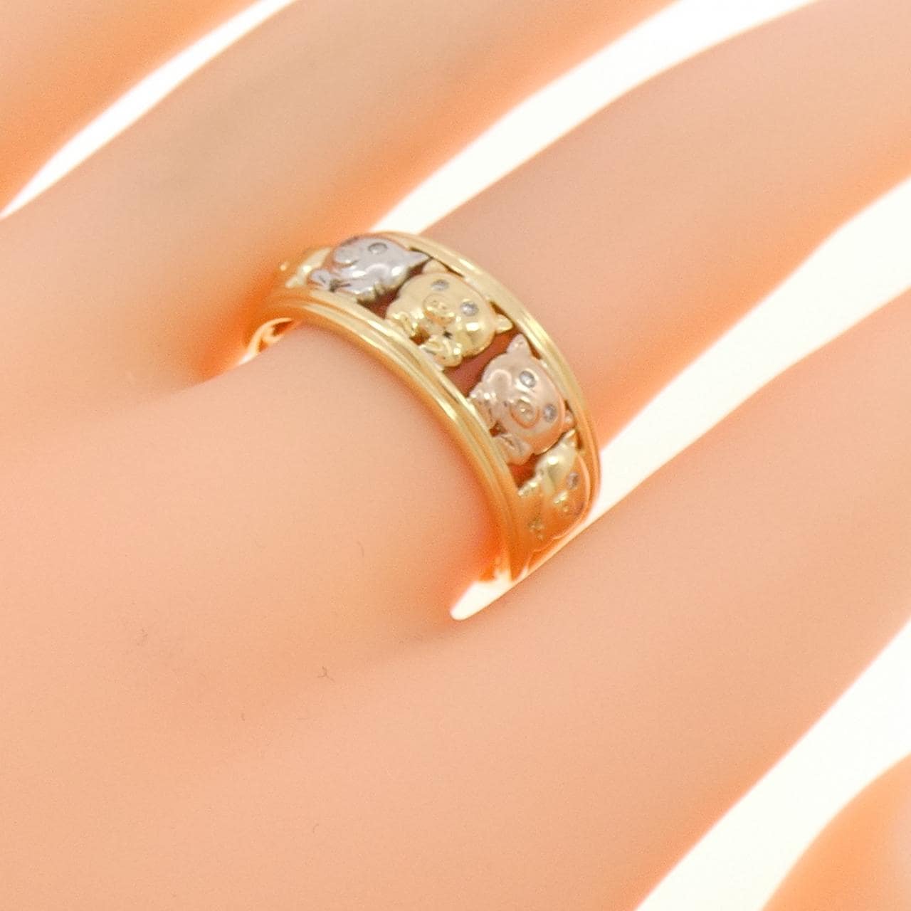 K18YG/PT900/K18PG豬鑽石指0.05CT