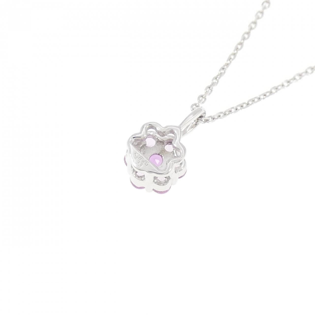 K18WG フラワー サファイヤ ネックレス 0.33CT