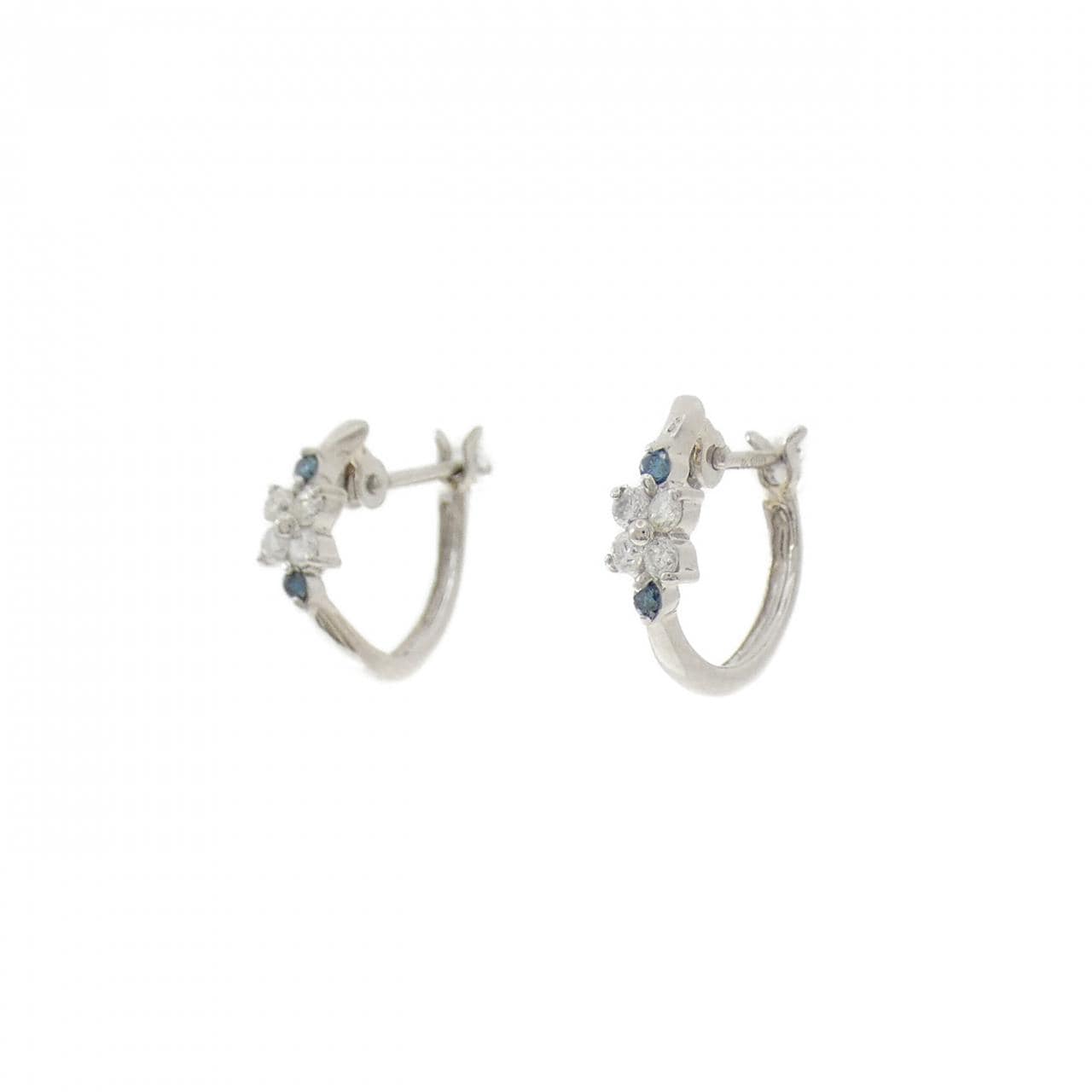 PT900 フラワー ダイヤモンド ピアス 0.10CT