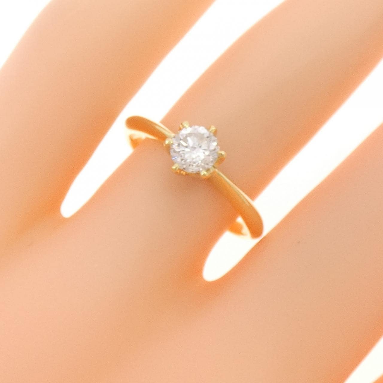 K18YG ソリティア ダイヤモンド リング 0.44CT