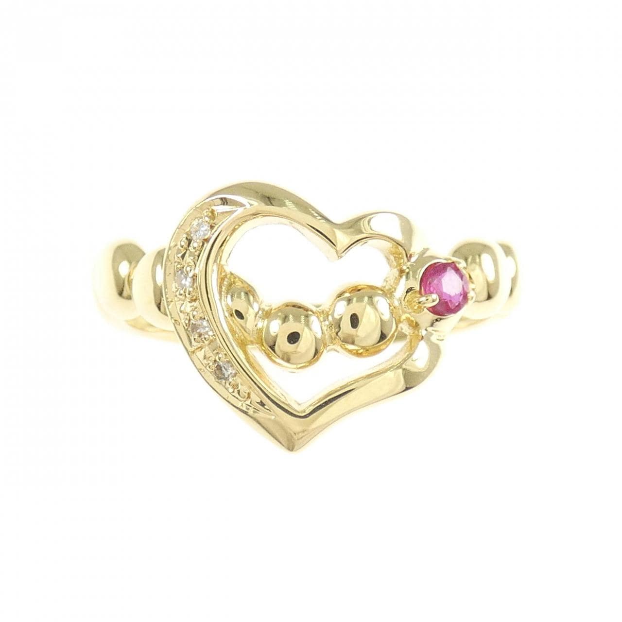 K18YG ハート ルビー リング 0.07CT