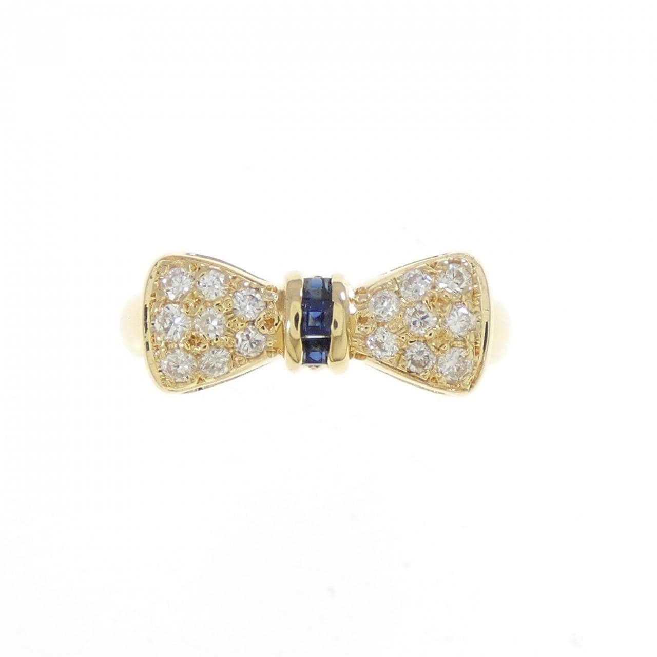 K18YG リボン サファイヤ リング