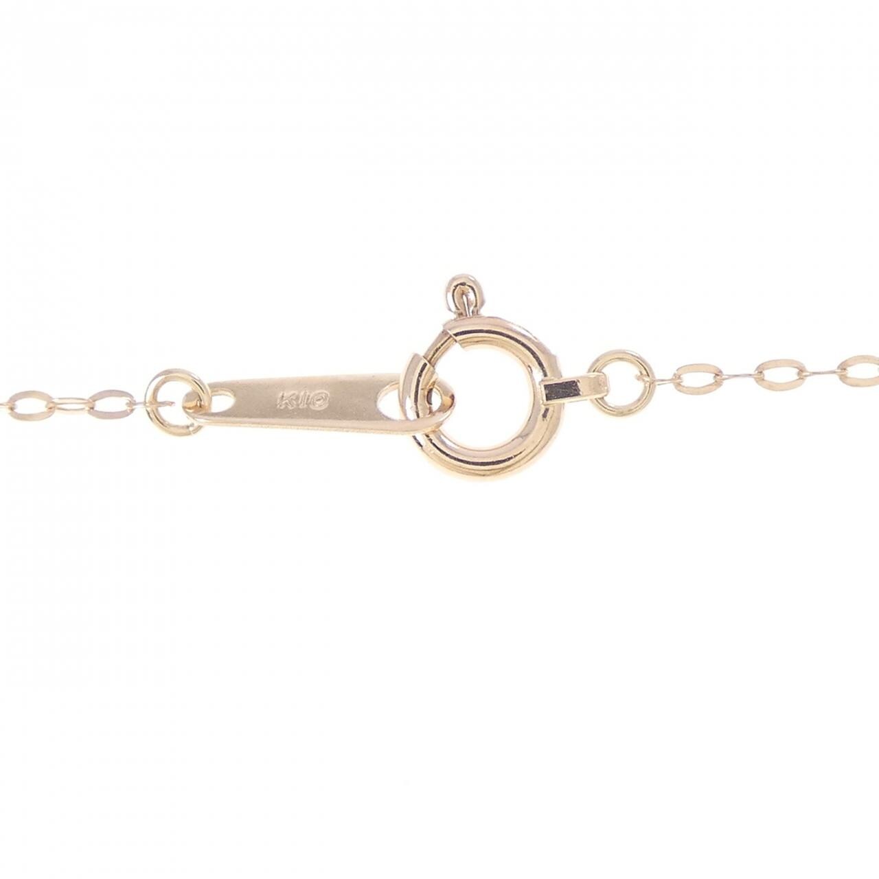 K10PG ハート×クローバー ダイヤモンド ネックレス 0.01CT