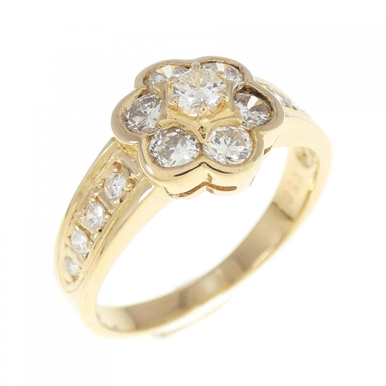 K18YG flower Diamond ring 0.58CT