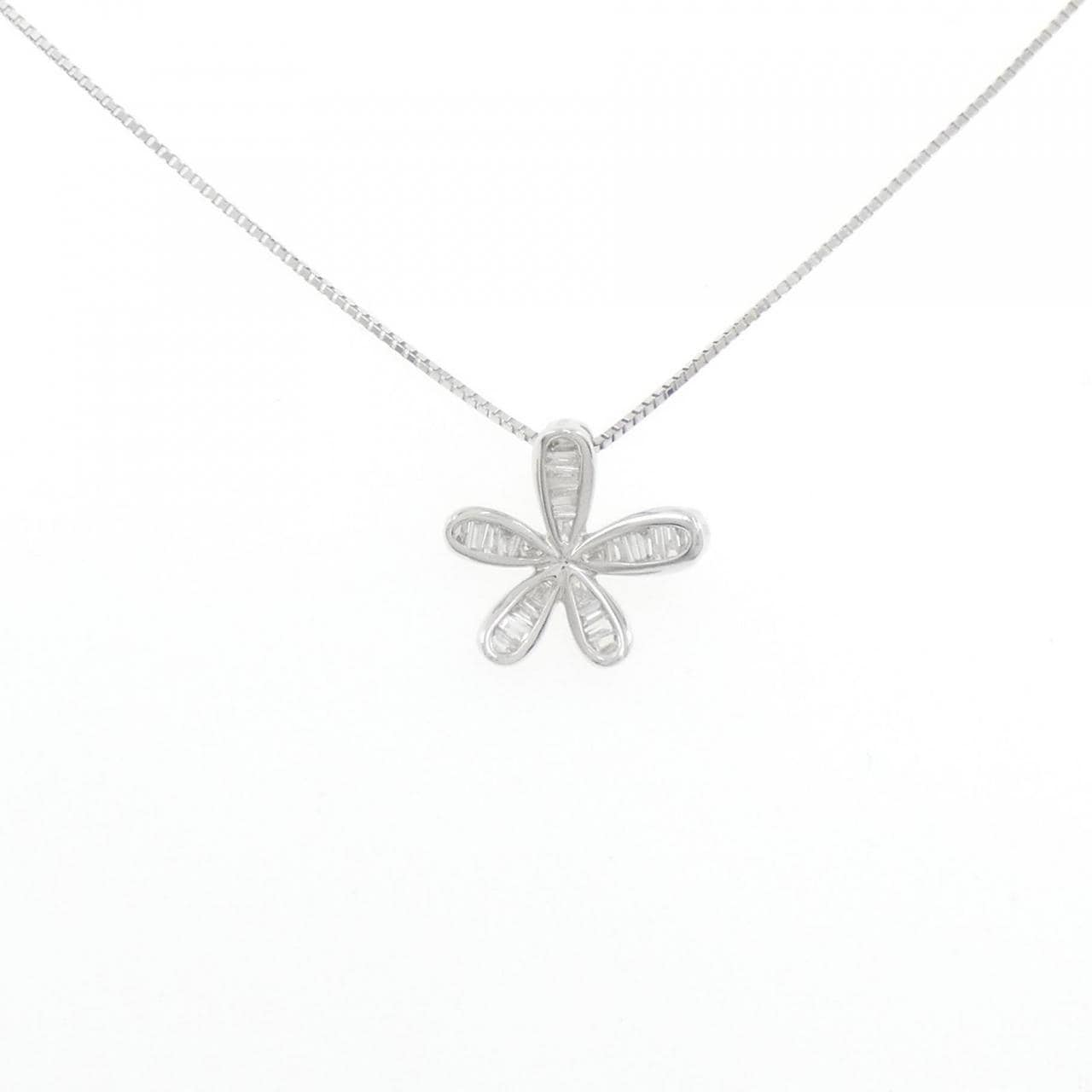 K18WG flower Diamond necklace 0.20CT