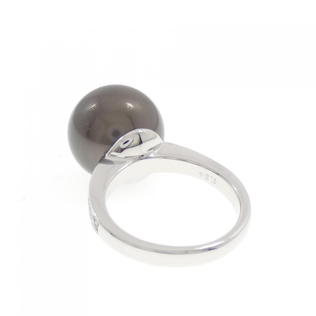 K18WG 黒蝶パール リング 13.3mm