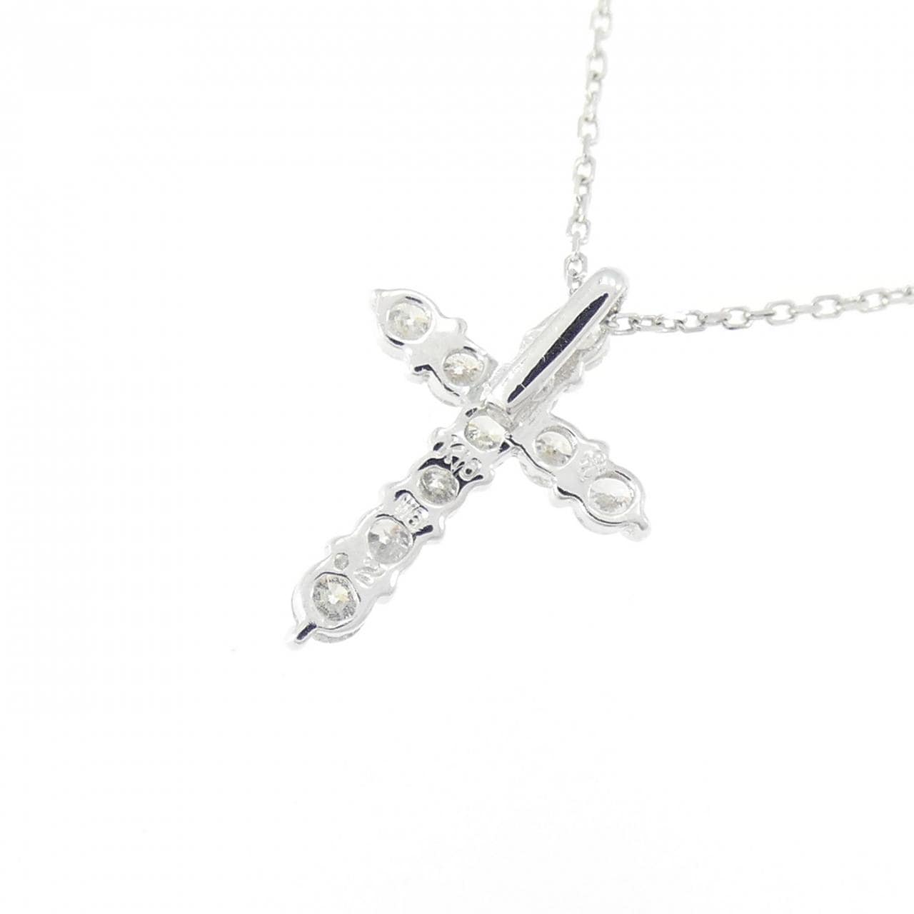 K10WG クロス ダイヤモンド ネックレス 0.2CT