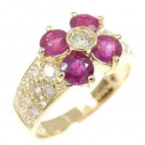 750YG フラワー ルビー リング 1.51CT