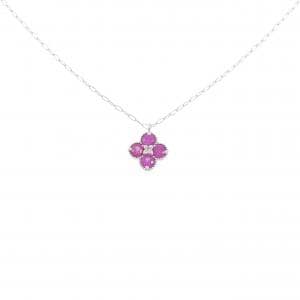 PT850 フラワー ルビー ネックレス