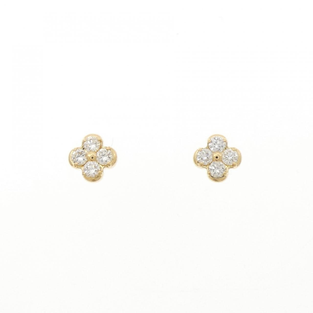 K18YG フラワー ダイヤモンド ピアス 0.20CT