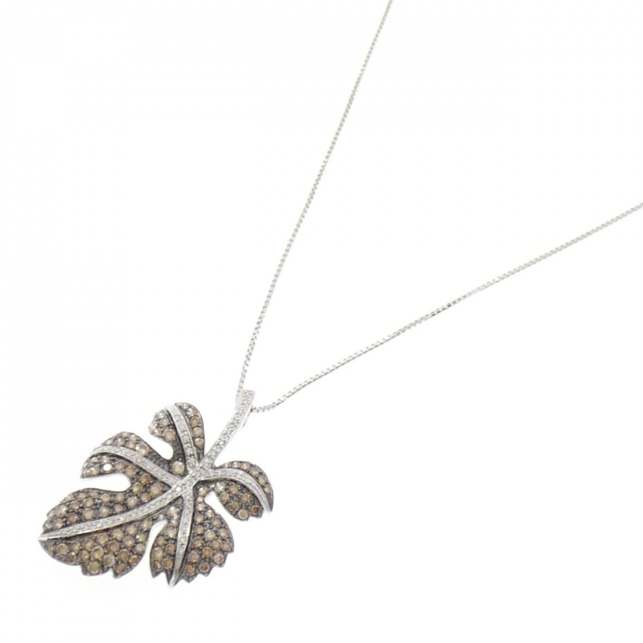 750WG/750BG/K18WG リーフ ダイヤモンド ネックレス 2.51CT