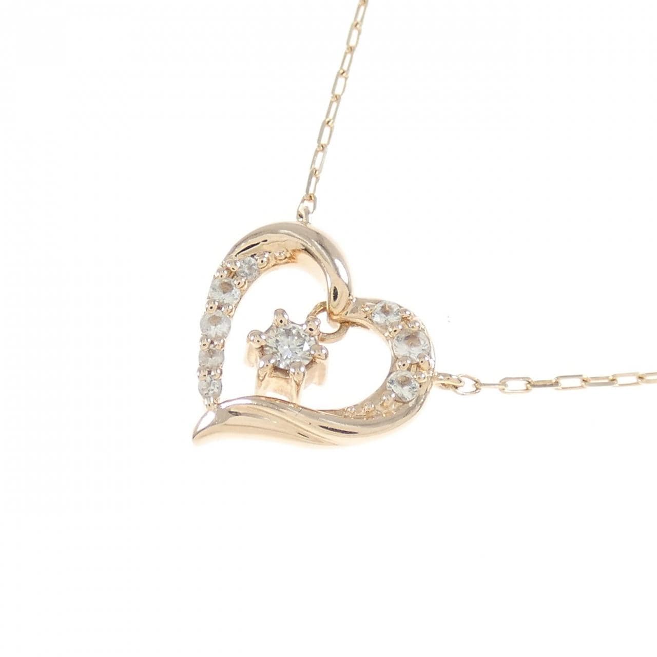 4゜C heart white Topaz necklace