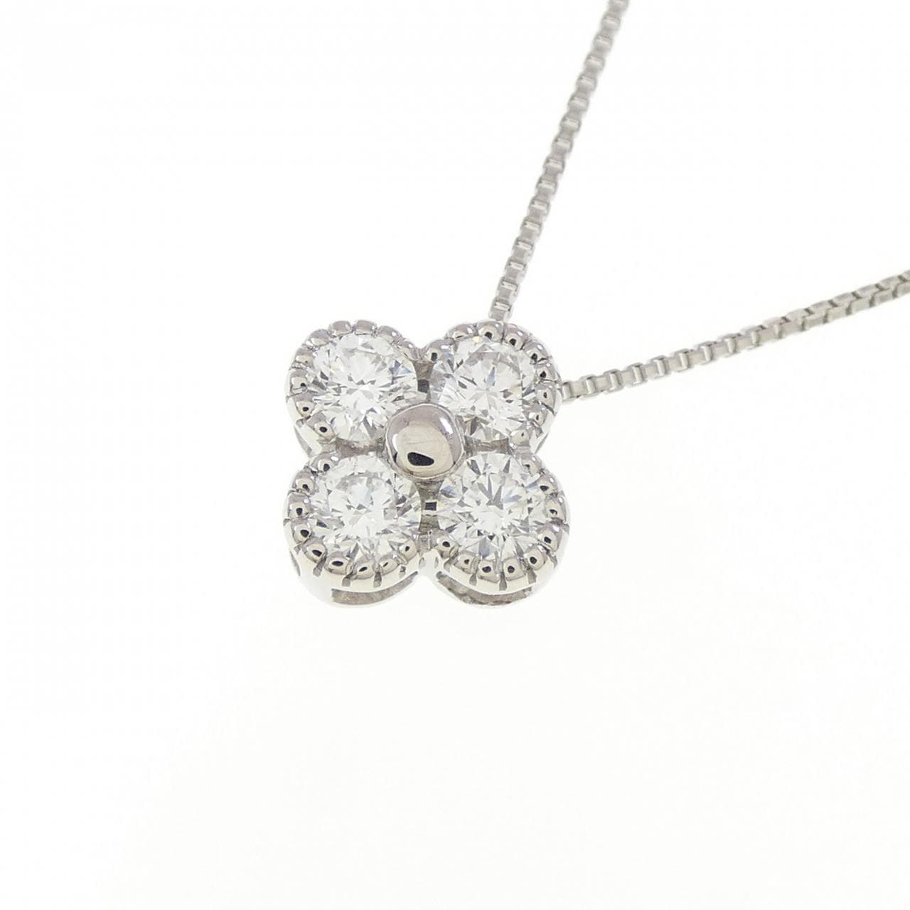 【新品】PT900/PT850 フラワー ダイヤモンド ネックレス 0.303CT
