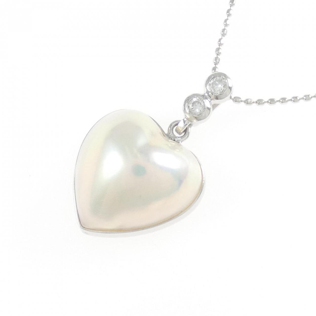 K18WG ハート マベパール ネックレス