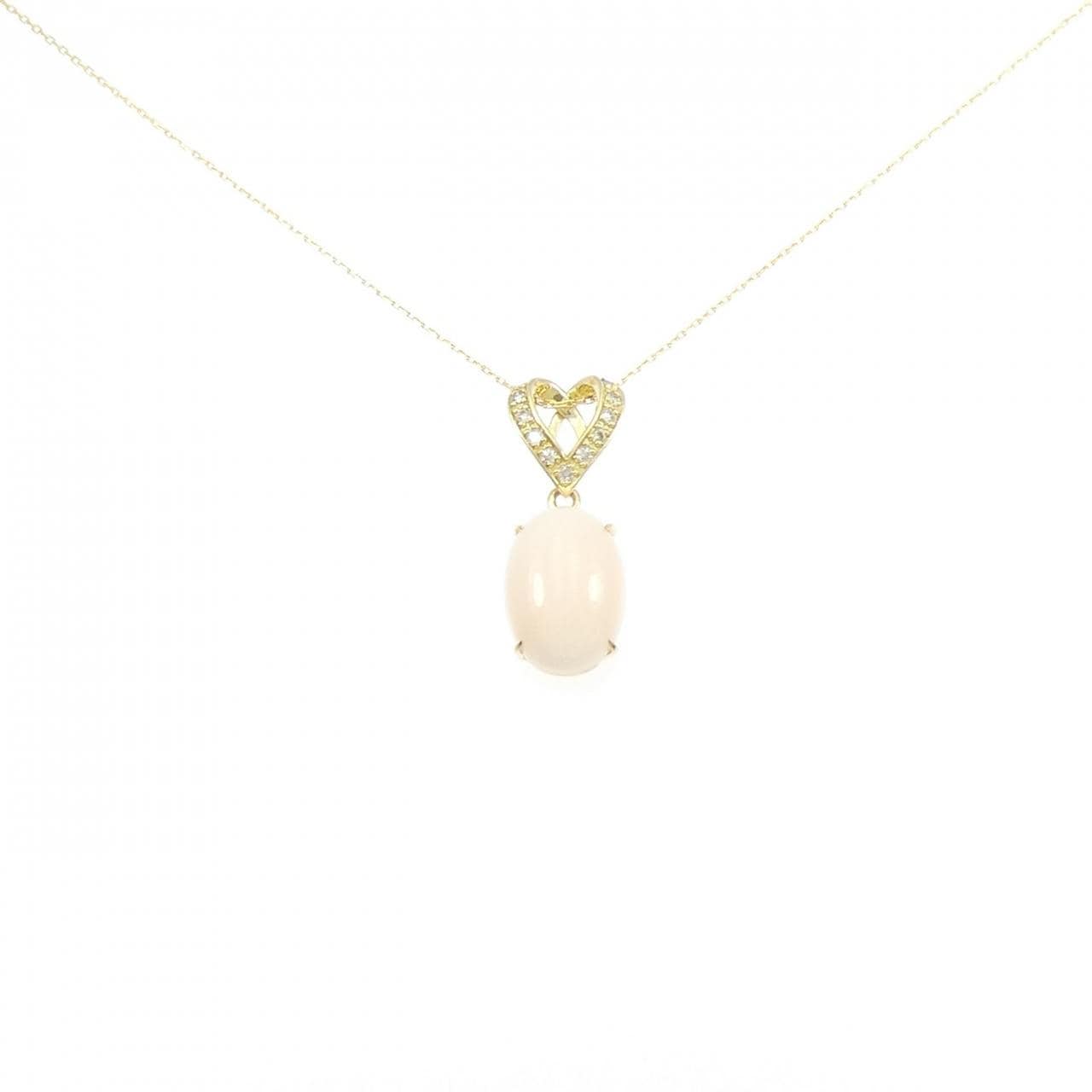 K18YG ハート サンゴ ネックレス 4.89CT