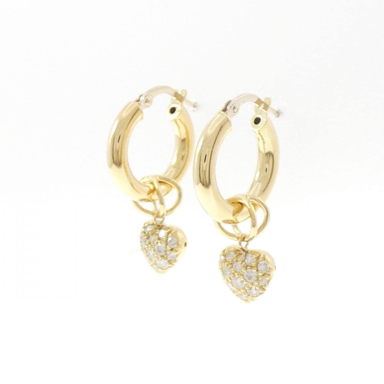 K18YG/750YG ハート ダイヤモンド ピアス 0.60CT