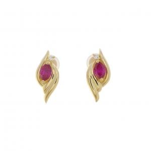 クレサンベール 合成ルビー イヤリング 0.48CT