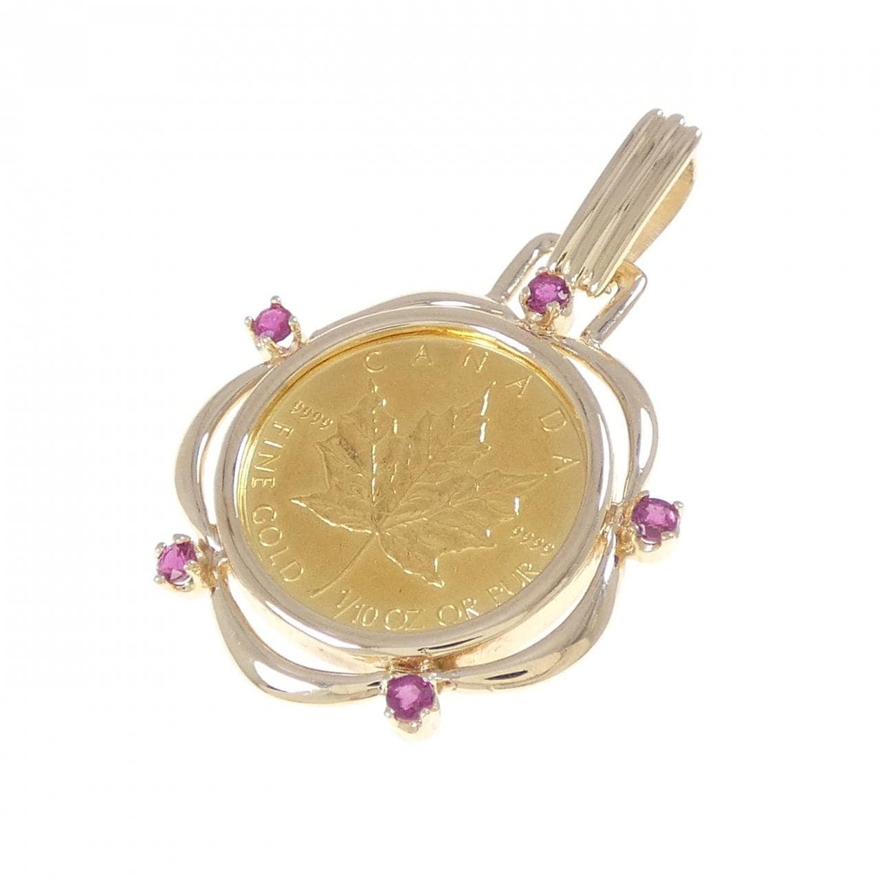 14K(枠) ルビー コイン ペンダント