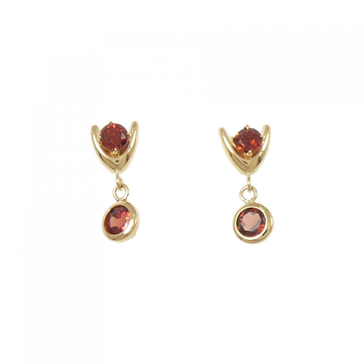 K18YG Garnet earrings