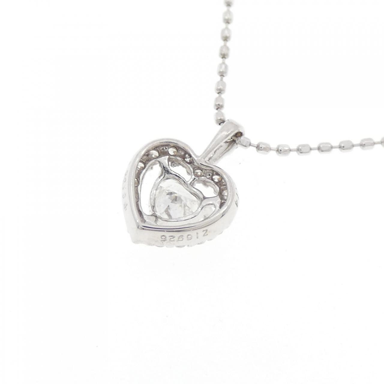 K14WG/PT850 ハート ダイヤモンド ネックレス 0.132CT
