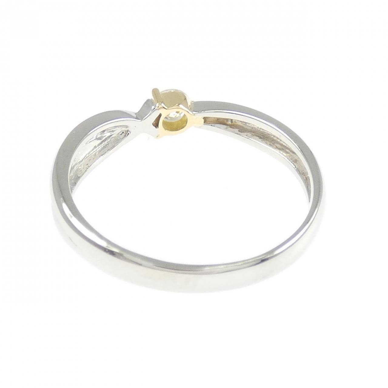 PT900/K18YG ソリティア ダイヤモンド リング 0.13CT