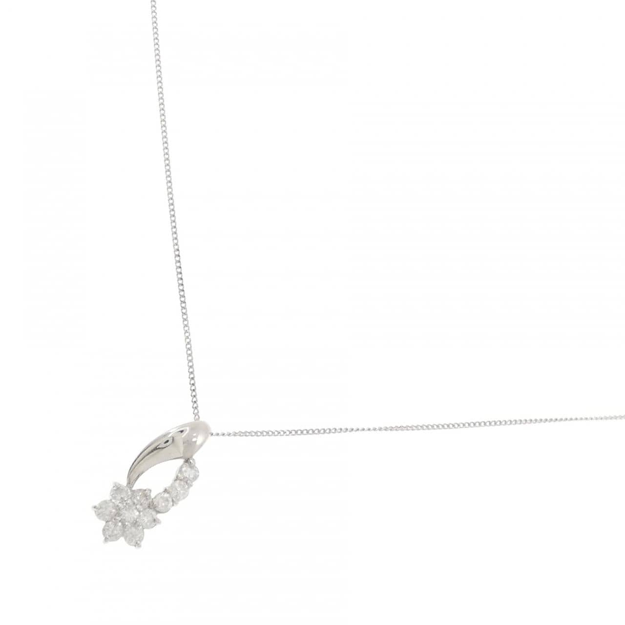 PT900/PT850 フラワー ダイヤモンド ネックレス 0.50CT